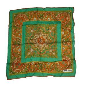 Daniel la Foret Scarf, square green and red patterned